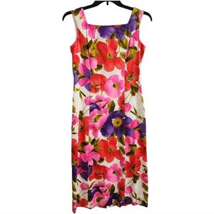 Alice Polynesian Womans Vintage 1960's Floral Sleeveless Perma Press Dress Sz S